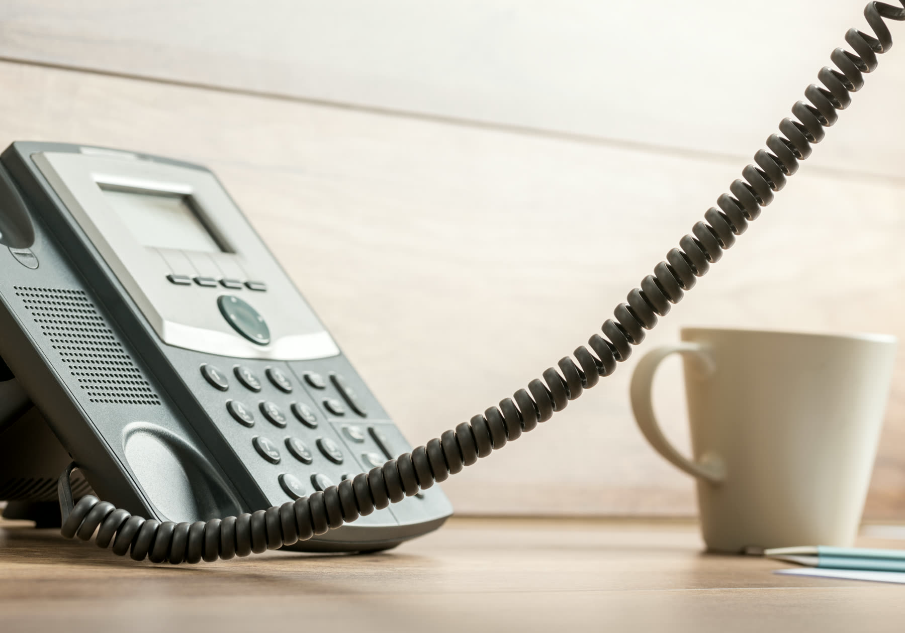 A desk telephone handset