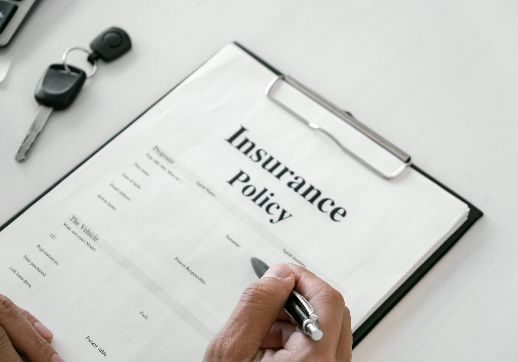 Policy paperwork on a desk