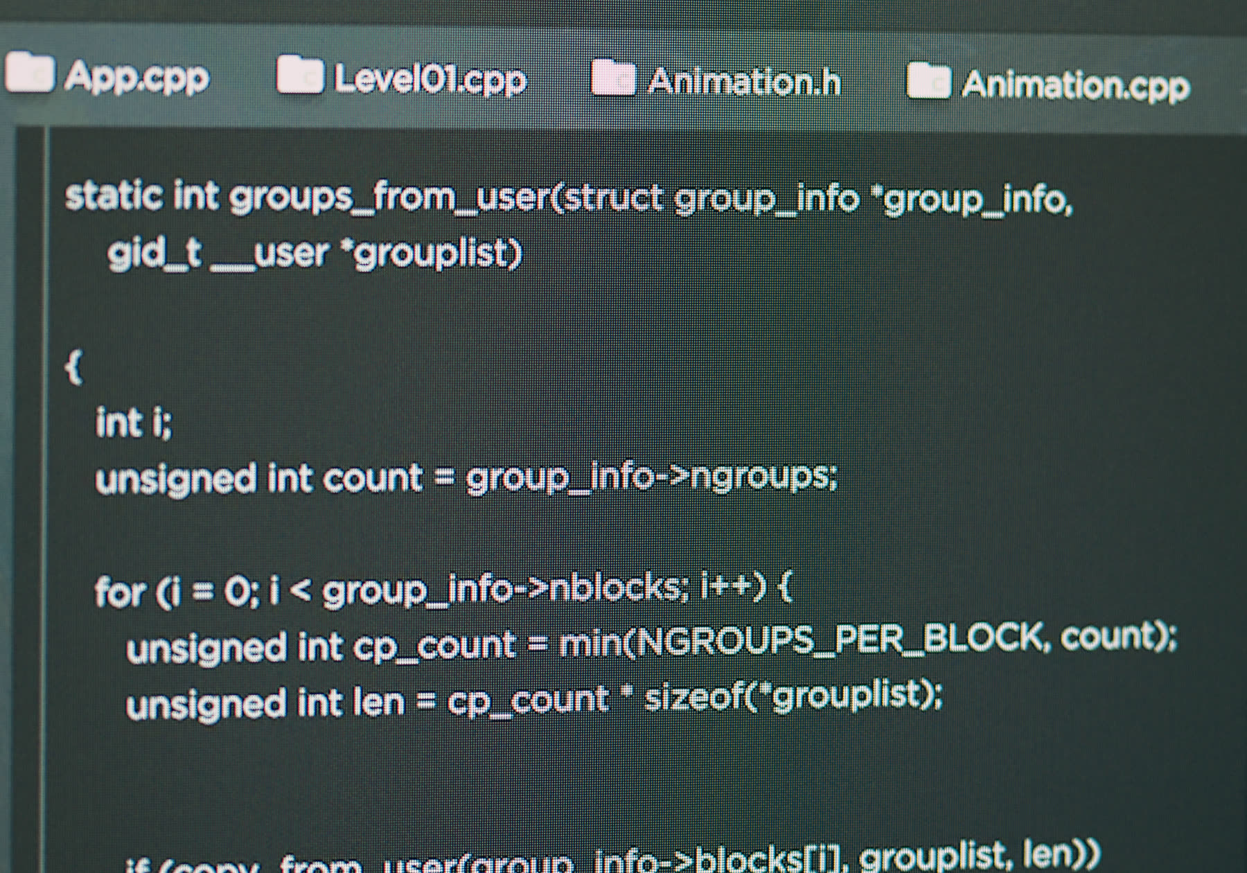 A code editor open on screen