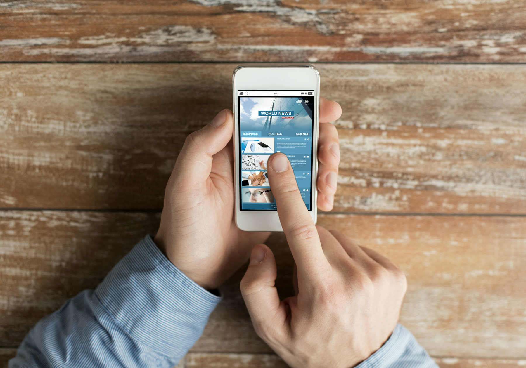 A web page open on a phone
